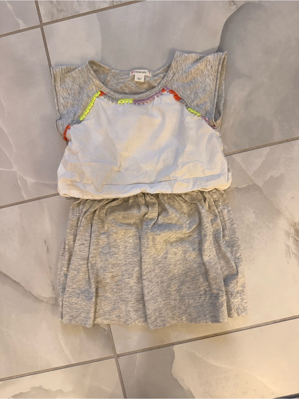 Crewcuts Gray & White Knit Casual Dress with Neon Trim